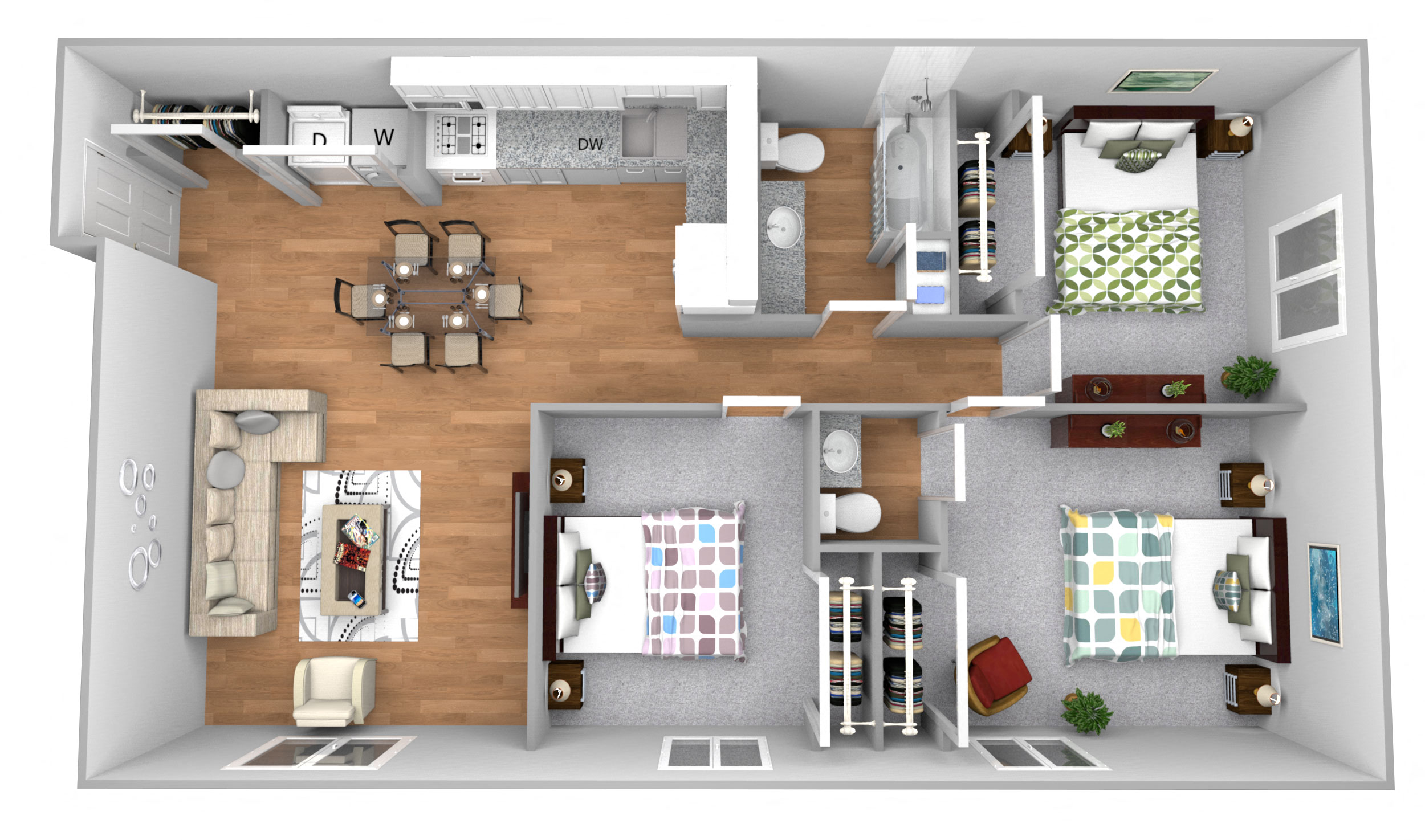 Floor plan for 3 beds, 1.5 baths, 1118 sqft